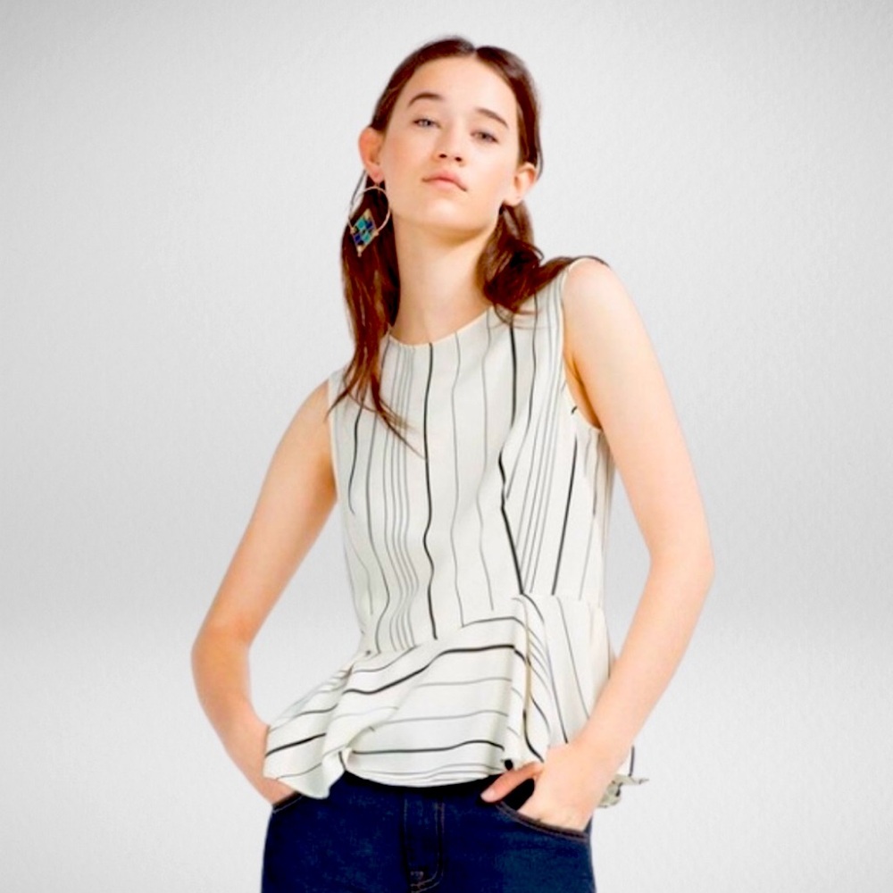 Zara Contrast Striped Peplum Top